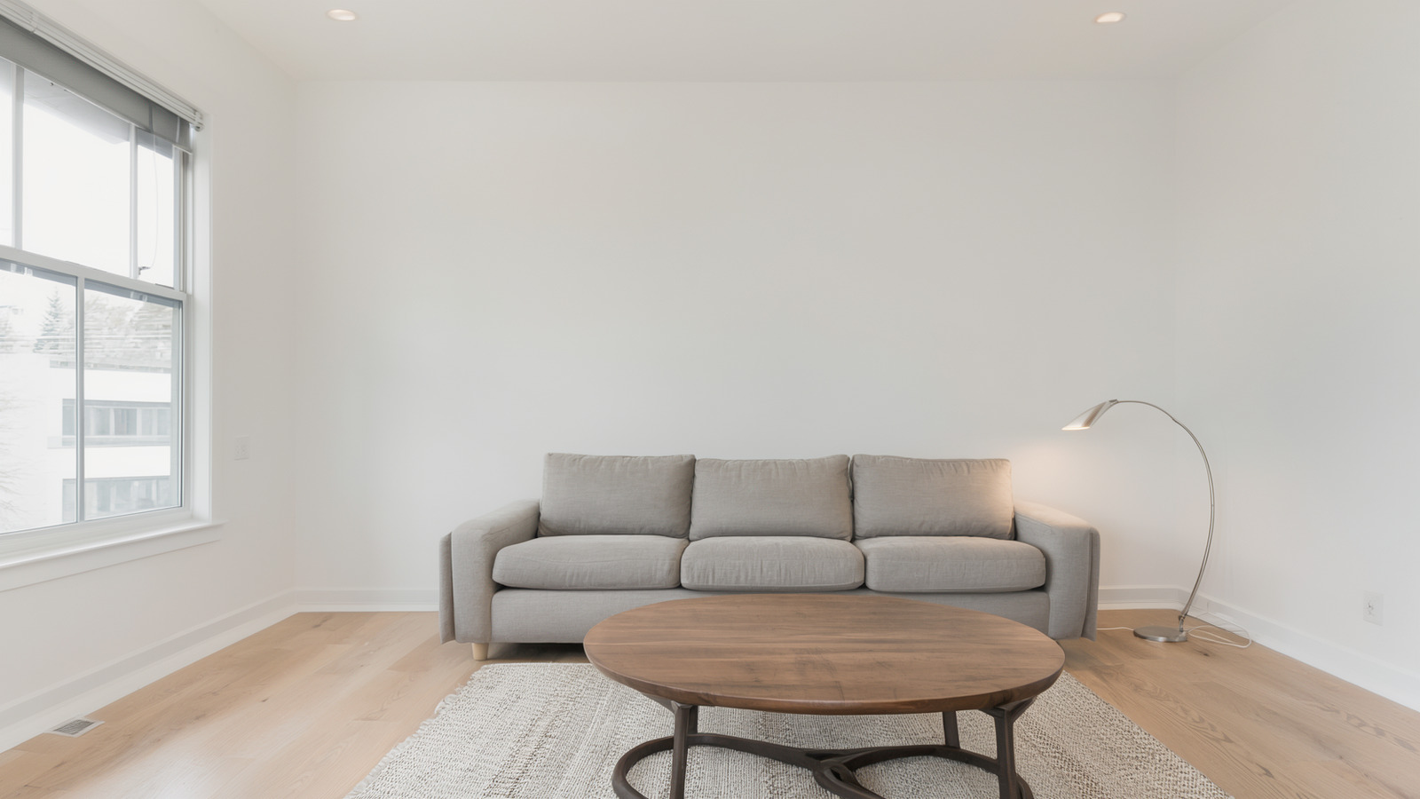 Staging furniture arranged in a living room for listing photography